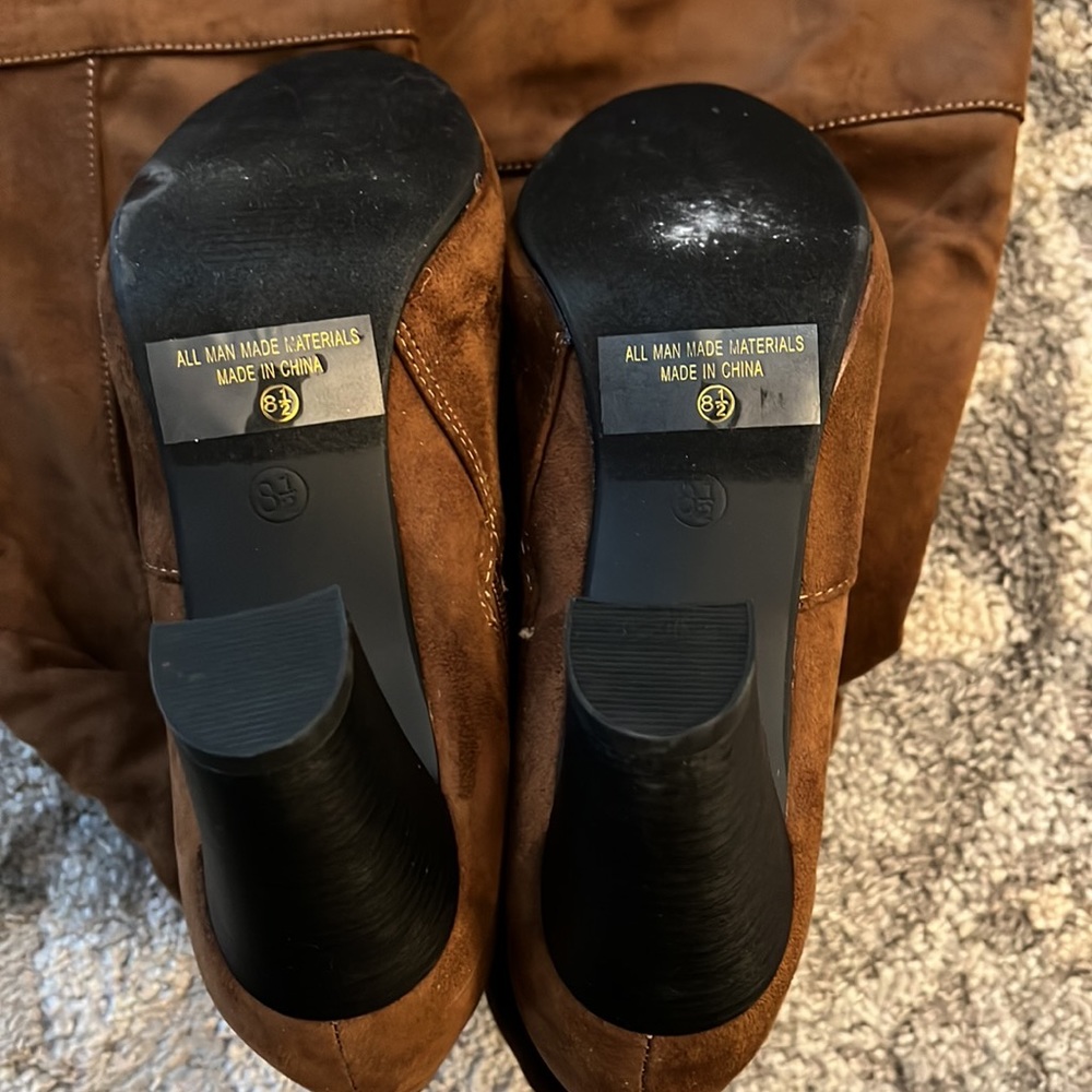 Nature Breeze brown faux suede heeled Dickies boots, size 8.5 EUC! - Picture 4 of 6